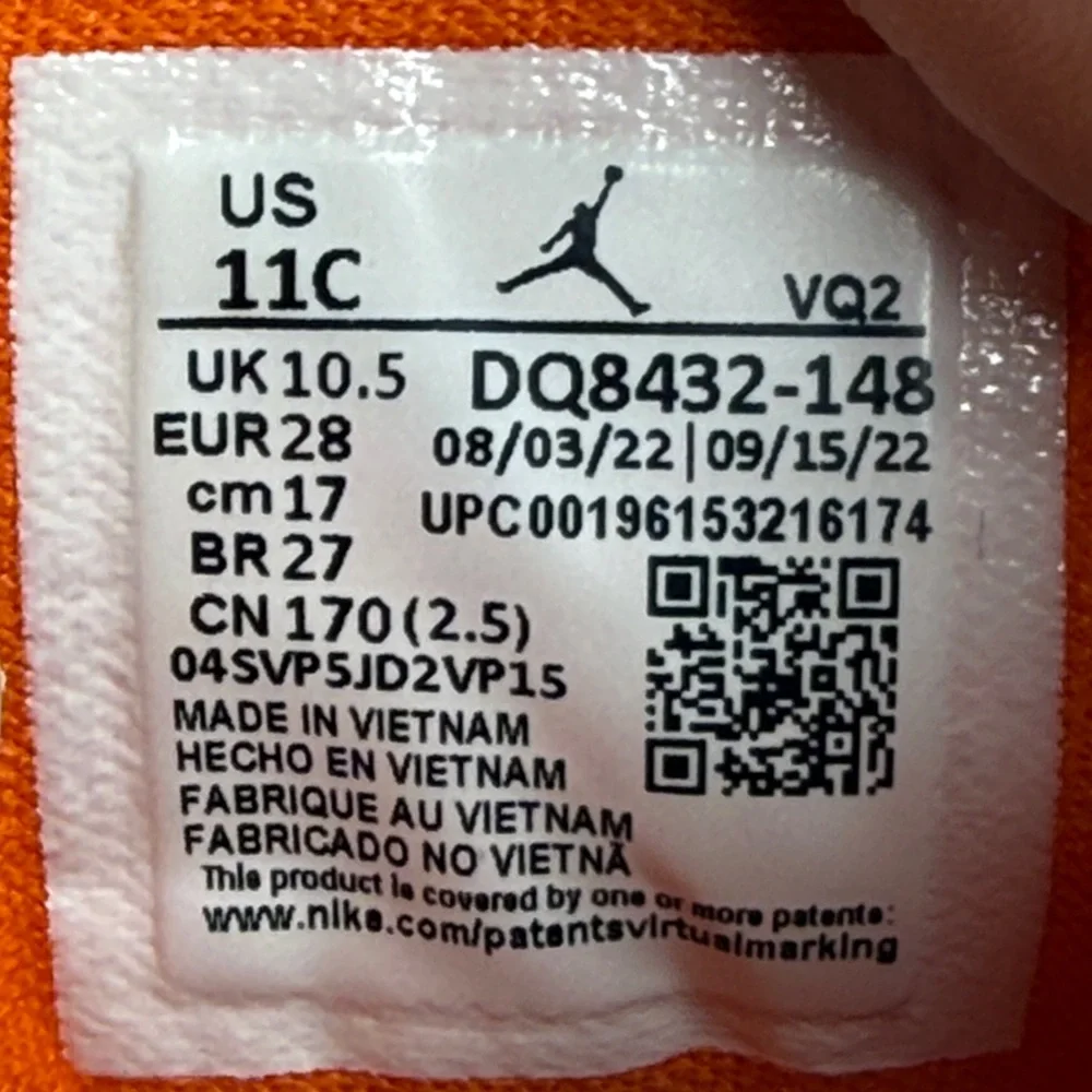 (N1)Jordan Jumpman-Unisex Baby Sneakers (11C,Boy and Girl),White,Blue and Orange - Picture 6 of 14